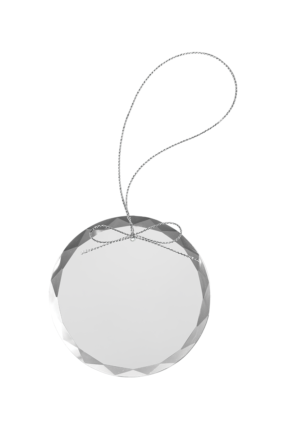 3 1/4" Clear Round Glass Ornament with Silver String