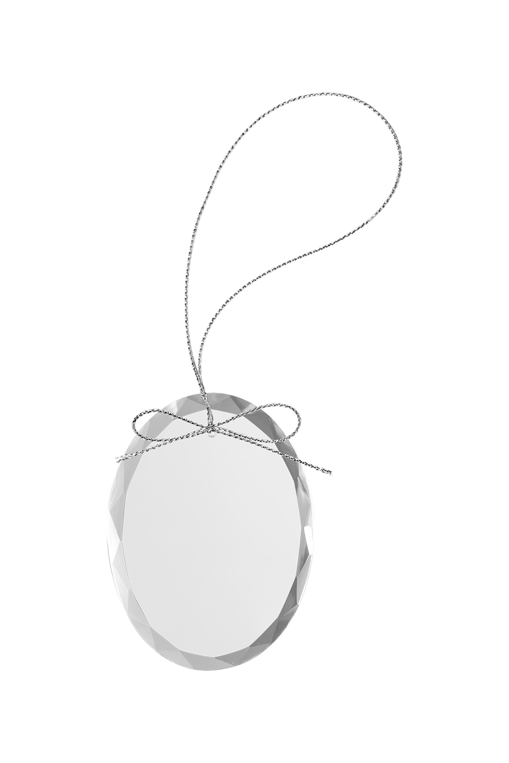 3 1/4" Clear Oval Glass Ornament with Silver String
