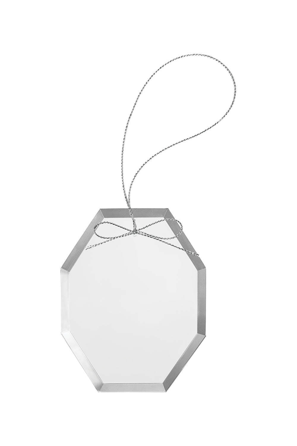 3 3/4" Clear Octagon Glass Ornament with Silver String