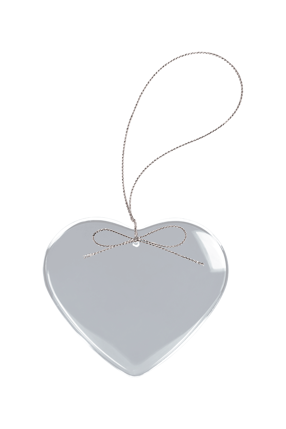 3" Clear Heart Glass Ornament with Silver String