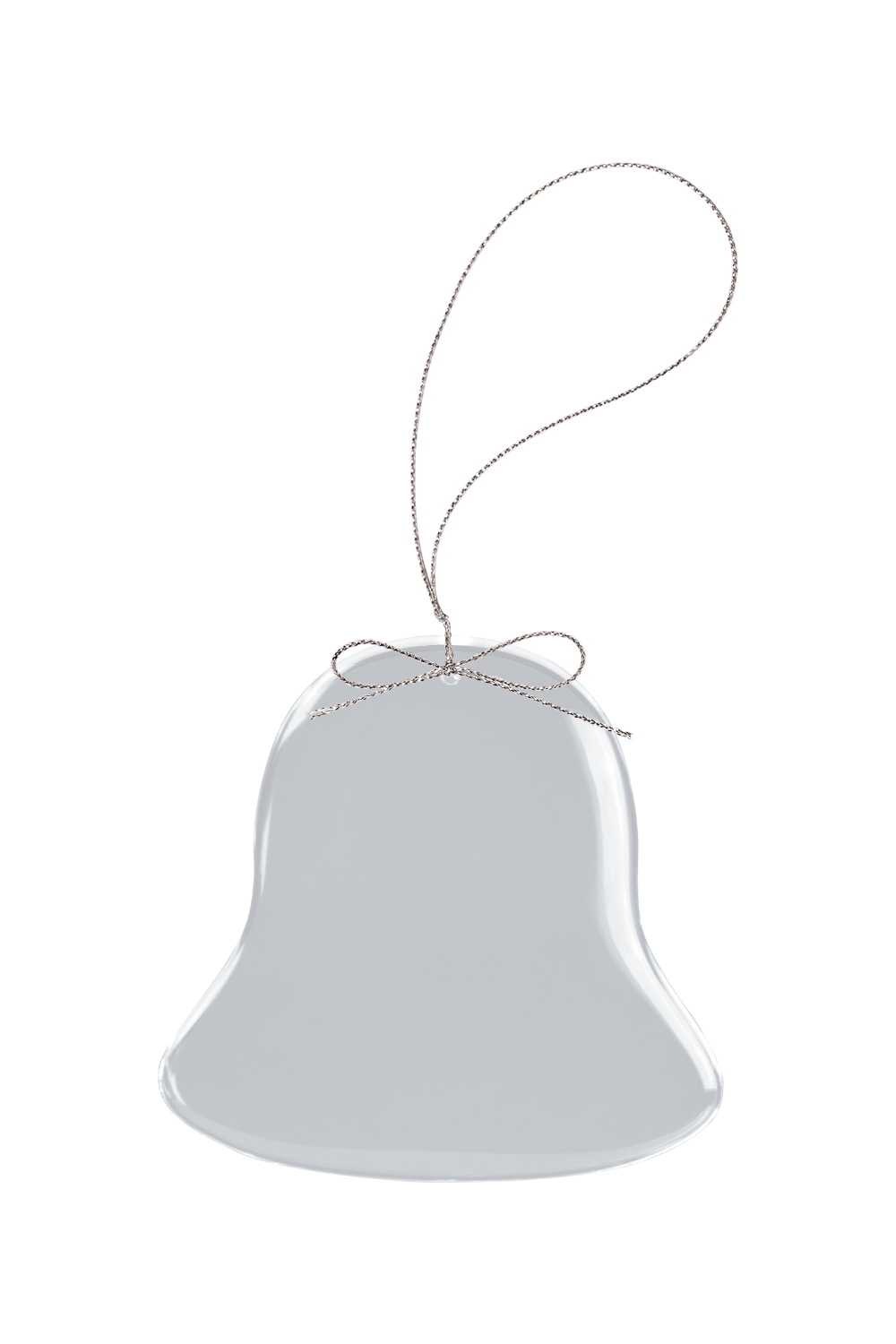 3" Clear Bell Glass Ornament with Silver String