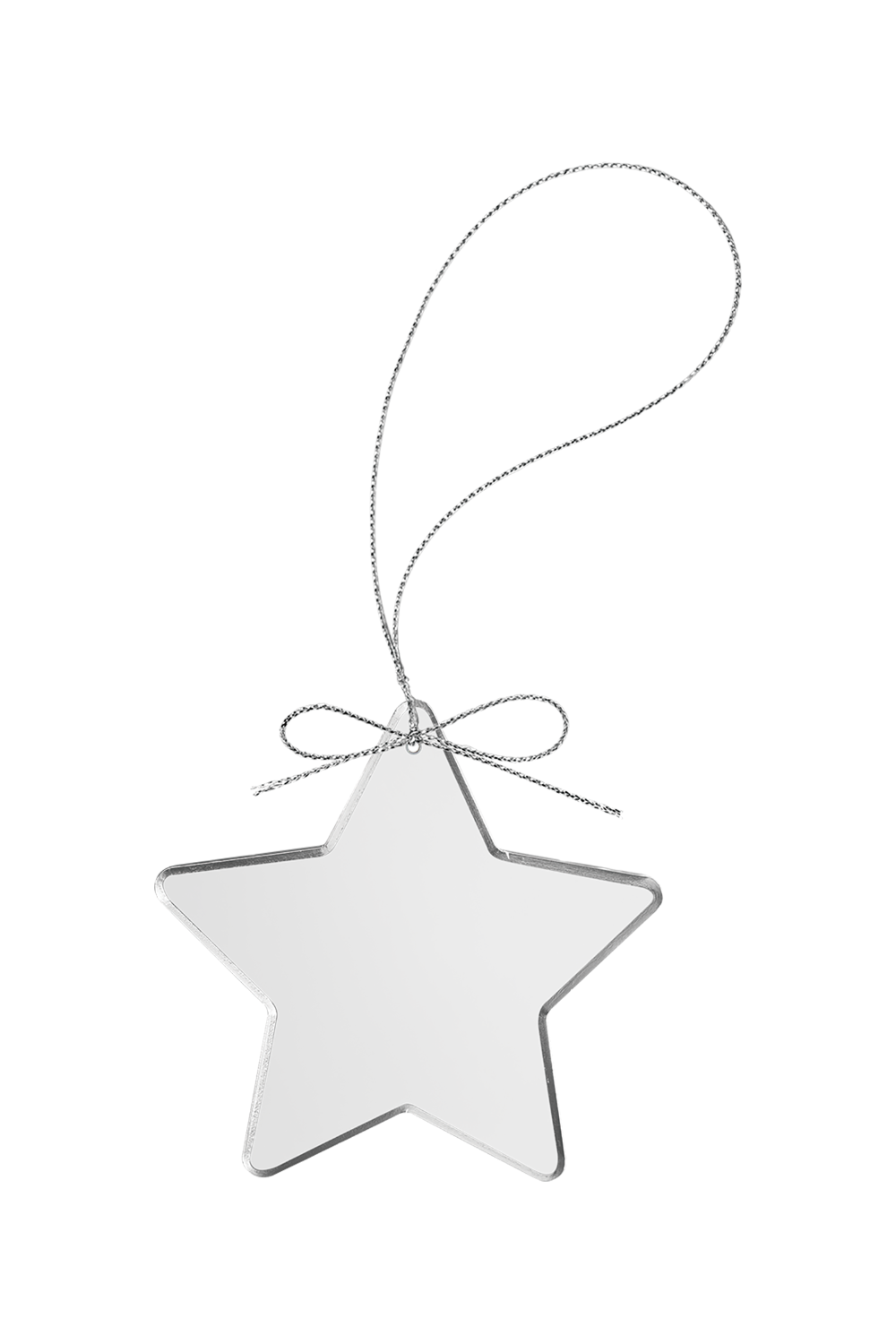 3 1/4" Clear Star Glass Ornament with Silver String