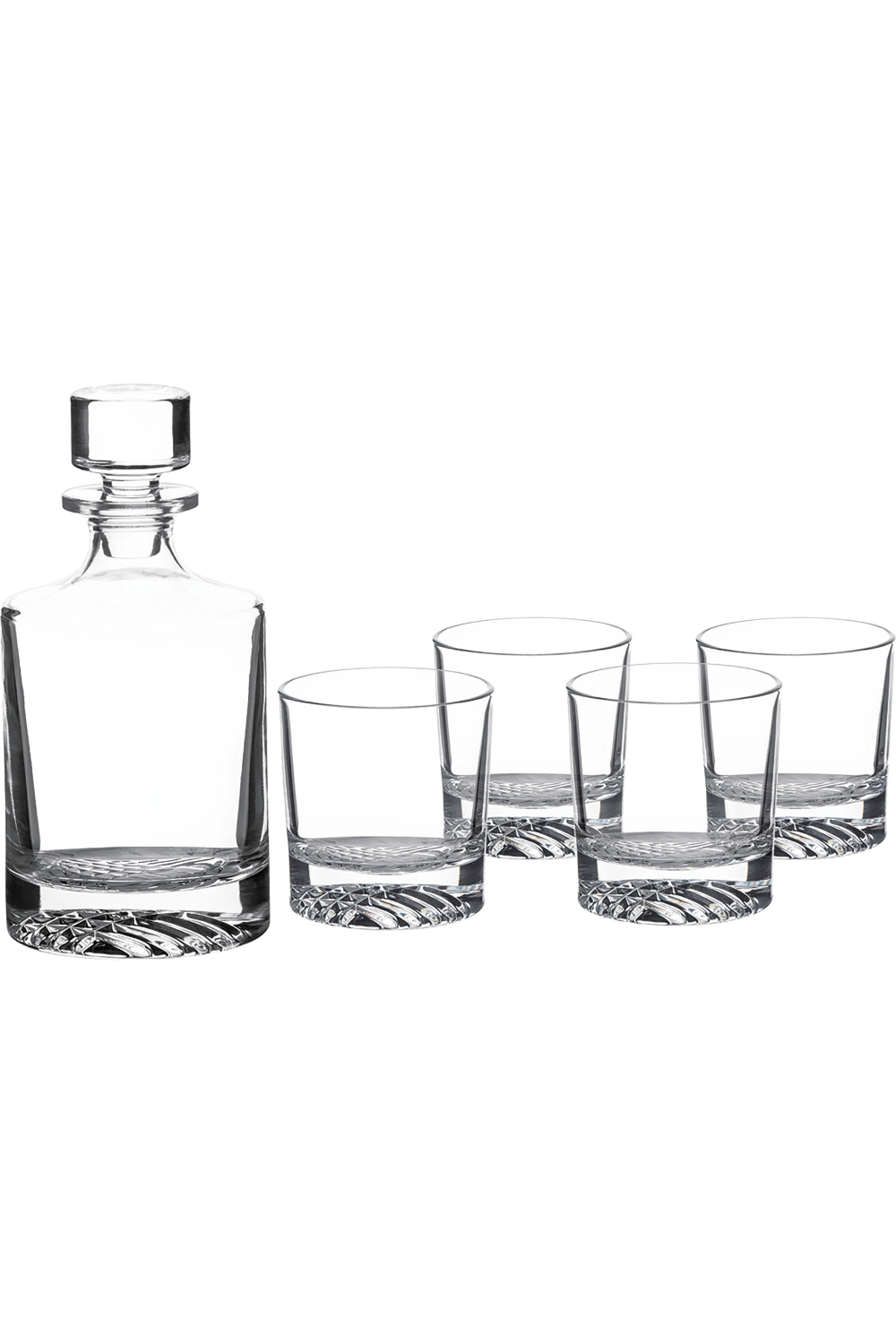 850ml Round Glass Decanter Set with Four 9 oz. Glasses in Black Gift Box