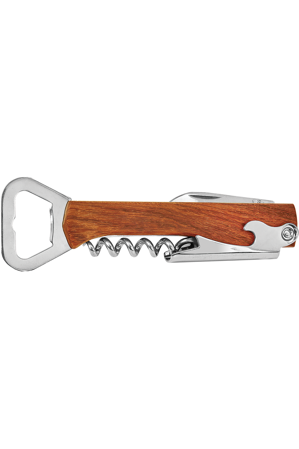5 1/4" Wooden Bottle Opener & Wine Corkscrew