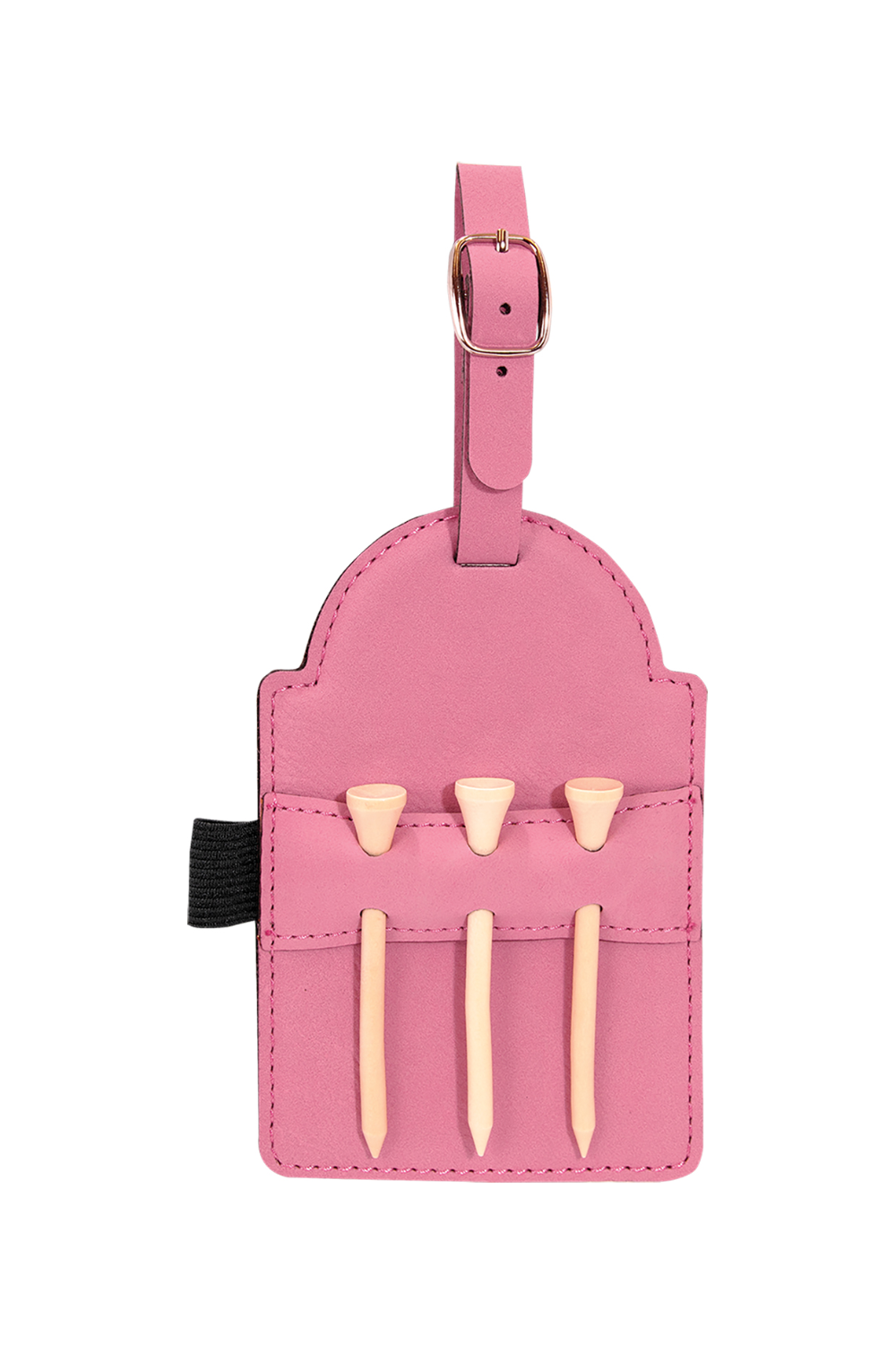 Laserable Leatherette Golf Bag Tag with 3 Wooden Tees