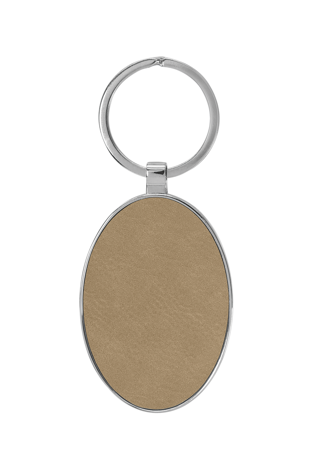 3 x 1 3/4 Laserable Leatherette/Metal Oval Keychain