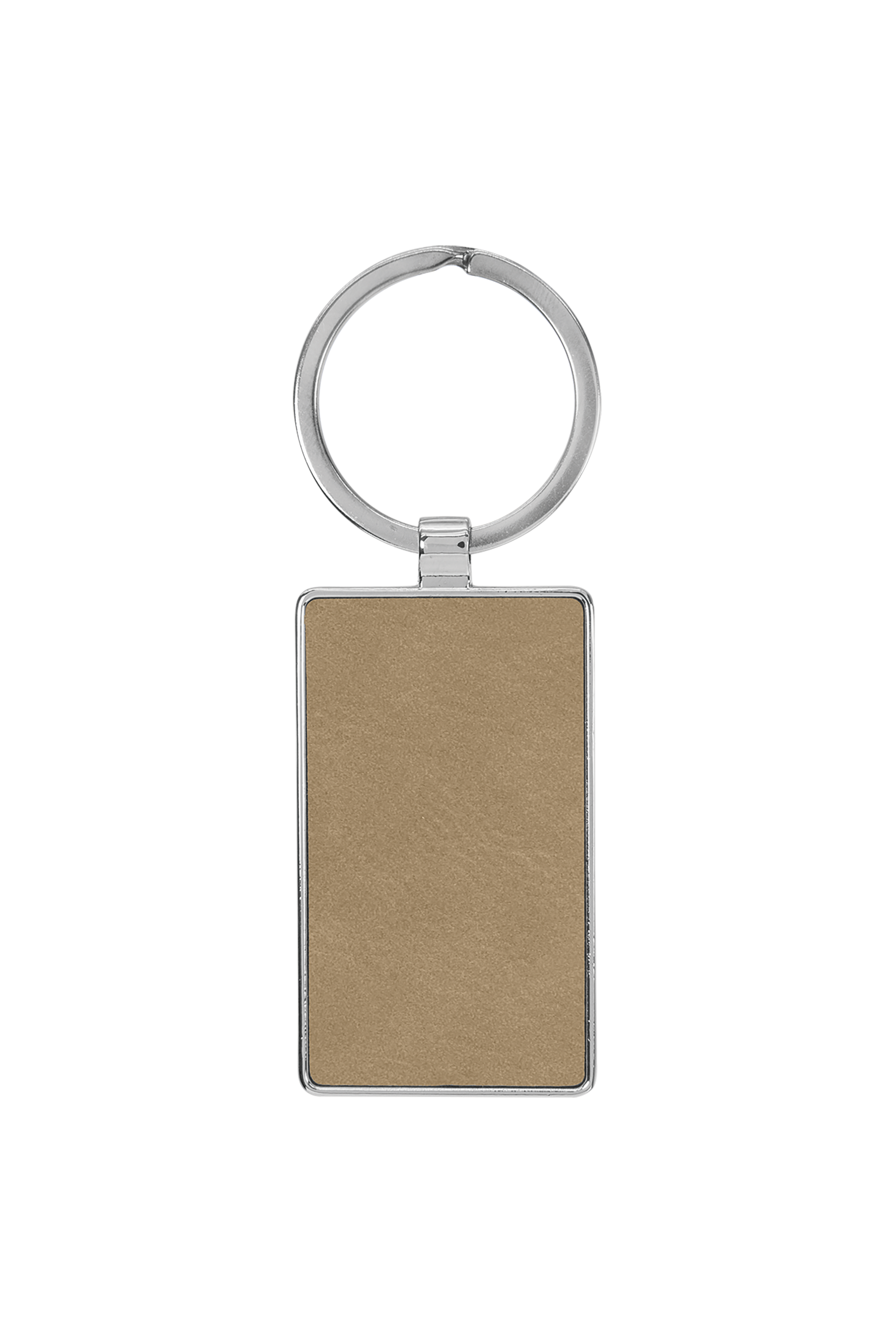 2 3/4" x 1 1/4" Laserable Leatherette/Metal Rectangle Keychain