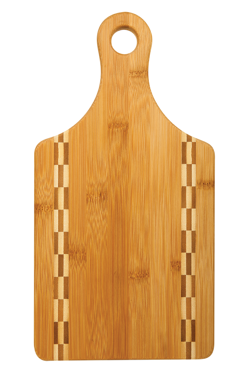 13 1/2" x 7" Paddle Shaped Bamboo Cutting Board with Butcher Block Inlay