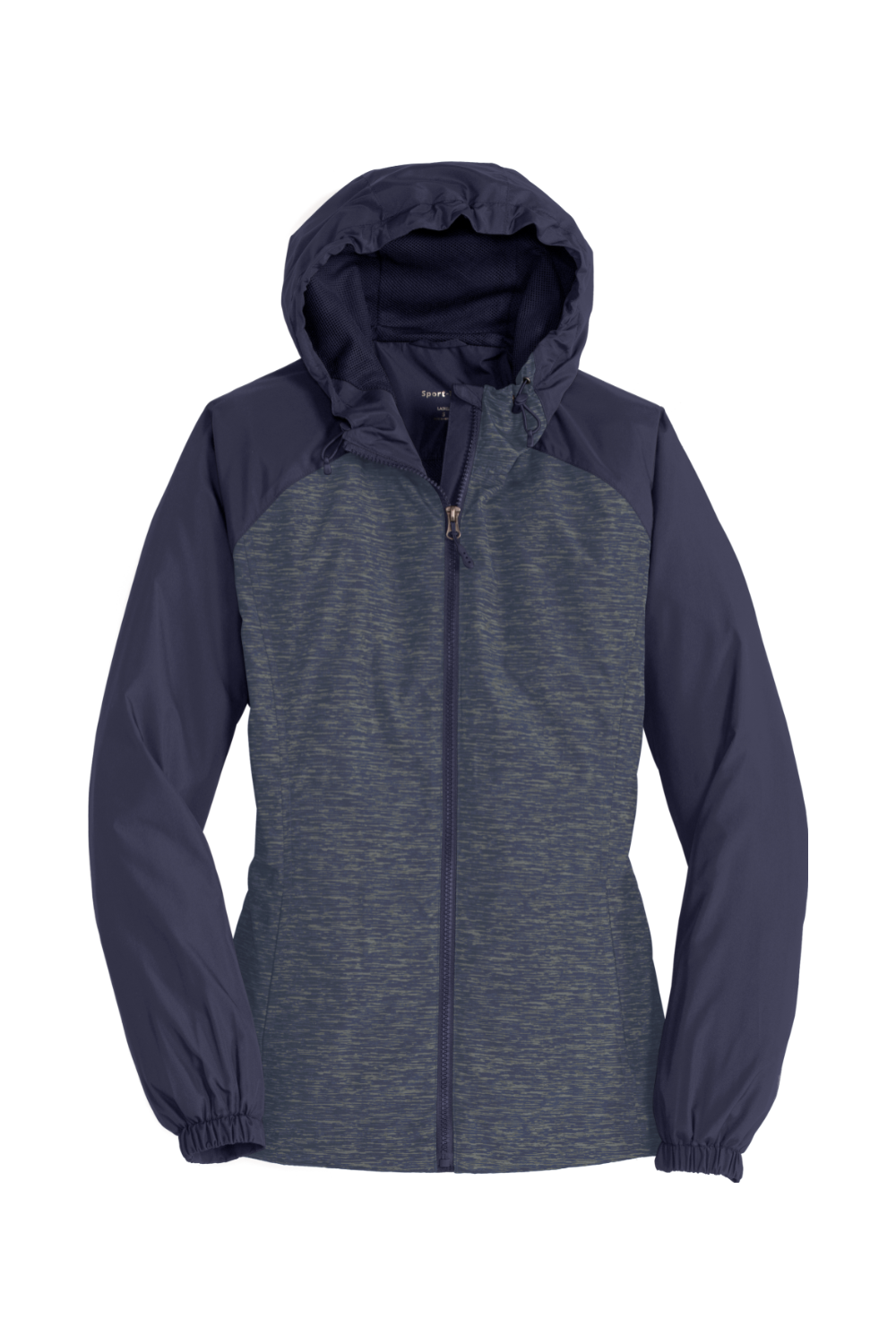Sport-Tek® Ladies Heather Colorblock Raglan Hooded Wind Jacket