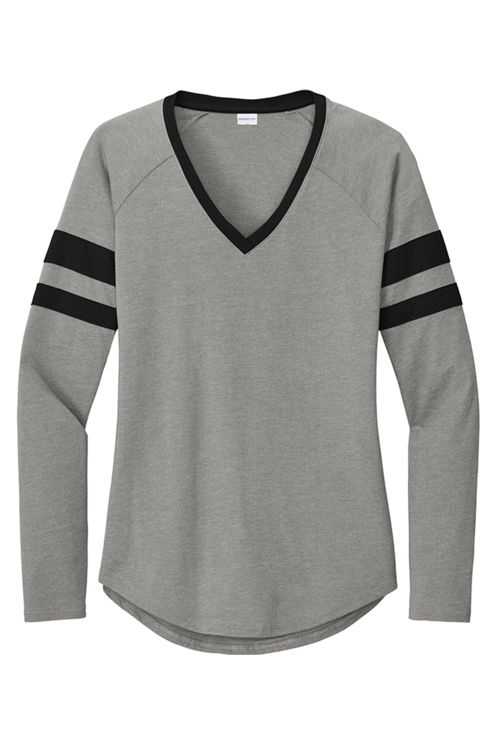 Sport-Tek Ladies Halftime Stripe Long Sleeve V-Neck Tee